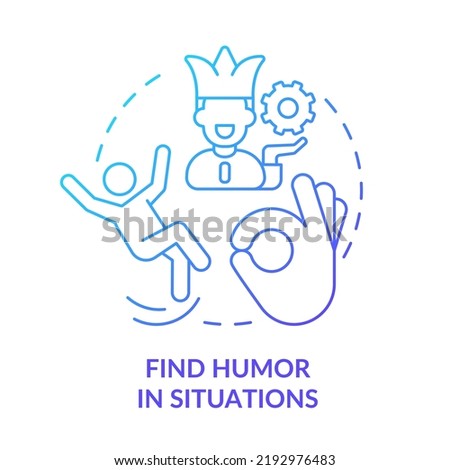 Find humor in situations blue gradient concept icon. Witty banter and joking. Dealing with change abstract idea thin line illustration. Isolated outline drawing. Myriad Pro-Bold fonts used Royalty-Free Stock Photo #2192976483