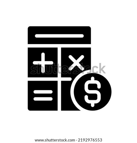 Counting money black glyph icon. Financial accounting. Cash control. Calculate business transactions. Income statement. Silhouette symbol on white space. Solid pictogram. Vector isolated illustration
