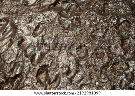 The metal meteorite surface close-up as background. Metal texture.
