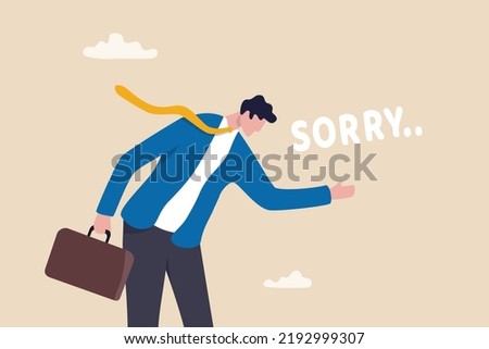Apologize or say sorry, regret for what happen asking for forgiveness, professional or leadership after mistake or failure, pardon or feel sad concept, businessman bow down say sorry for apologize. Royalty-Free Stock Photo #2192999307