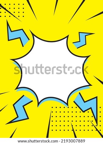Modern cartoon hand drawn comic pop style advertising vector background on yellow background