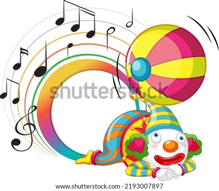 Circus clown with music key banner illustration