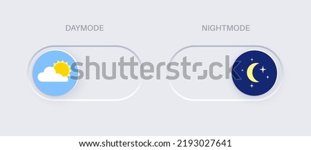 Switch element button for light or dark theme. Digital toggle symbol. Day night mode icon for application. Indicator for smartphone. Frontend control realistic vector illustration on white Royalty-Free Stock Photo #2193027641