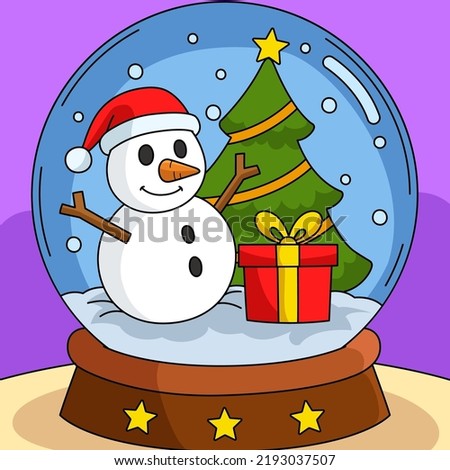 Christmas Snow Globe Colored Cartoon Illustration