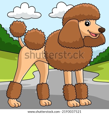  Poodle Dog Colored Cartoon Illustration