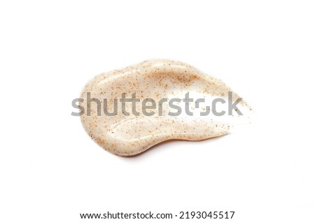 A sample of a scrub cream for washing. An exfoliating skin care product. White background Royalty-Free Stock Photo #2193045517