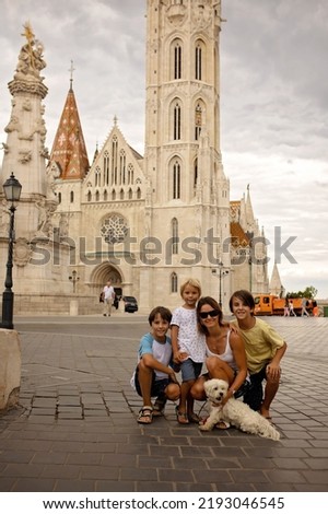 Child, boy, visiting the castle in Budapest on a summer day, Hungary