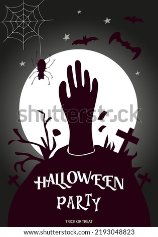 Happy Halloween . Greeting card, invitation card for a party or sale. Autumn Holiday. Flat vector illustration in dark colors