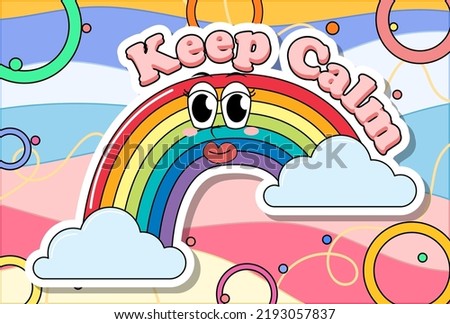 Rainbow logo with the word Keep Calm text icon illustration