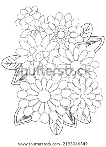 Adult and kids Flower Coloring page. Hand draws Floral print flower and mehndi flower coloring pages.