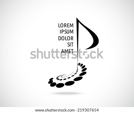 Abstract Vector Logo Design Template. Music Note Sign. Musical Symbol. Creative Concept Black Emblem.