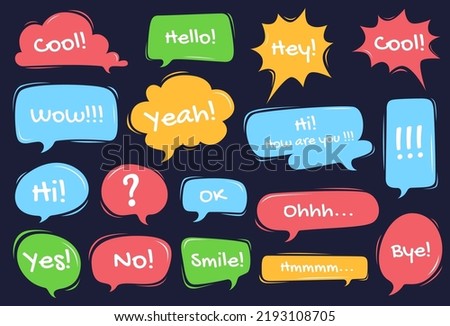 Set of speech bubbles. Clouds for online chats. Reaction dialogues. Vector illustration
