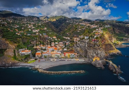 Ponta do Sol at afternoon. Aerial drone picture. Madeira, Portugal. October 2021