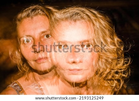 woman portrait double exposure hallucinations