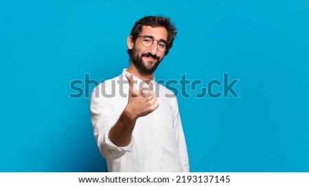 young bearded crazy man all right gesture