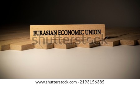 Eurasian economic union written on wooden surface. Concept created from wooden sticks Royalty-Free Stock Photo #2193156385