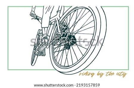 Vector illustration related to sport and the habit of cycling. Art in simple lines for printing on t-shirts, posters and etc...