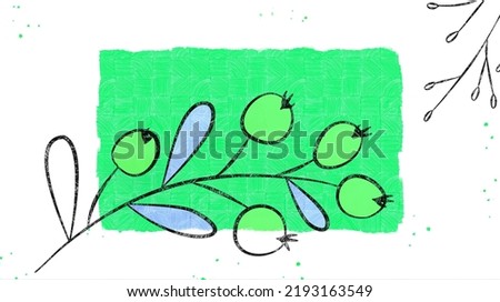 Vector botanical wall arts, with seed and hackberry. Minimalistic and natural. Seed and hackberry and line arts design. Sample text area included. Royalty-Free Stock Photo #2193163549