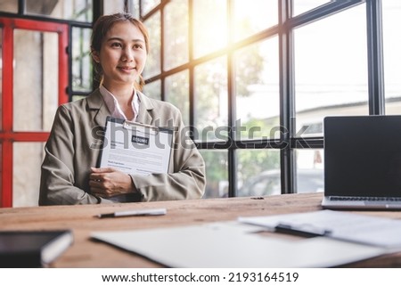 Portrait of a person interviewing for a job and
Submit resume to staff job application concept Royalty-Free Stock Photo #2193164519