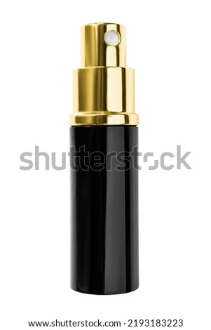 Black and golden perfume atomizer isolated on white background