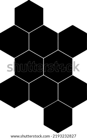 Black hexagon, honeycomb design element. Pattern with no strokes. Asset for photo collage, montage or clipping mask. Transparent background.