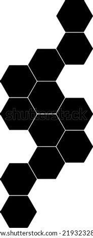 Black hexagon, honeycomb design element. Pattern with no strokes. Asset for photo collage, montage or clipping mask. Transparent background. Royalty-Free Stock Photo #2193232829