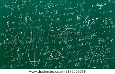 Mathematical scientific seamless pattern with geometry plots, formulas and calculations. You can use any color of background