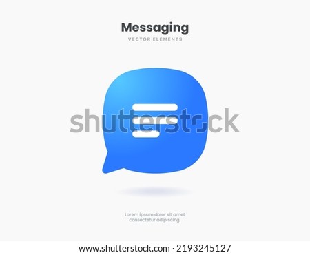 3d isolated vector elements. Minimal modern message, chat, speak, dialog, chatting icon emblem symbol. 3d blue messaging chatting icon. Mobile app icons. Device UI UX mockup.