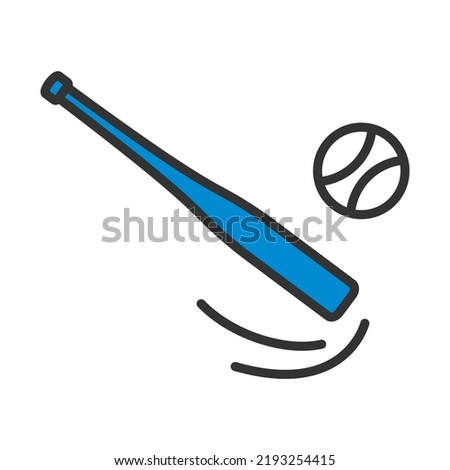 Baseball But Hits To Ball Icon. Editable Bold Outline With Color Fill Design. Vector Illustration.