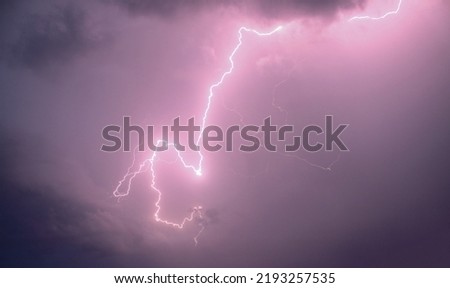 Lightning sky, summer thunderstorm, rain.