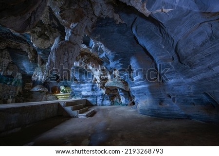 Blue Cave blue marble at Mae Sot, Tak Province Thailand.