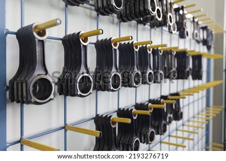 connecting rod on the wall, different models, close up