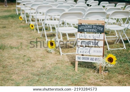 decorative sign for wedding ceremony.