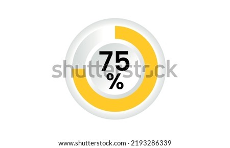 75 percent pie chart vector yellow, 75 percent pie chart vector illustration