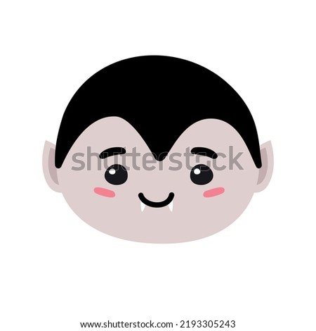 Vector flat hand drawn cute vampire face isolated on white background