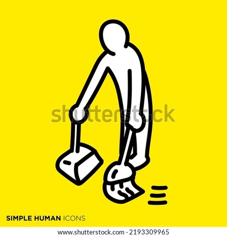 Simple human icon series "The person who cleans the floor"