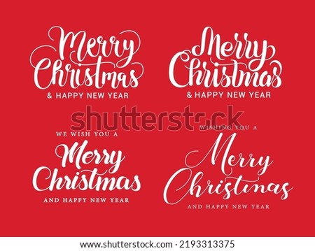 Merry christmas typography vector set. Merry christmas typography text in typographic lettering style for xmas holiday season calligraphy collection. Vector illustration. 
