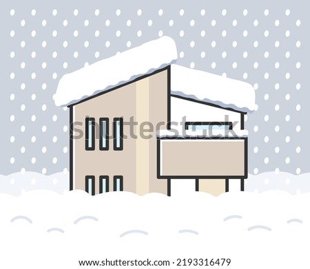 Clip art of house buried by heavy snow