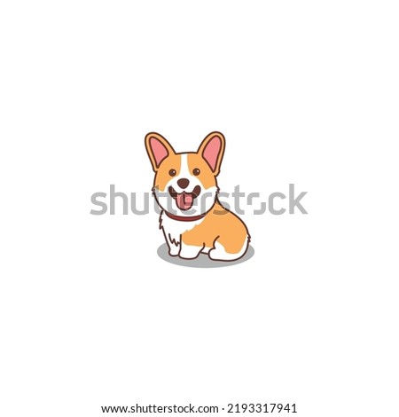 Cute corgi dog sitting cartoon, vector illustration Royalty-Free Stock Photo #2193317941