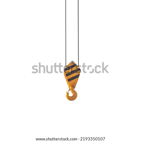 crane steel hook with cable isolated on white,Industrial equipment or tools. Royalty-Free Stock Photo #2193350107
