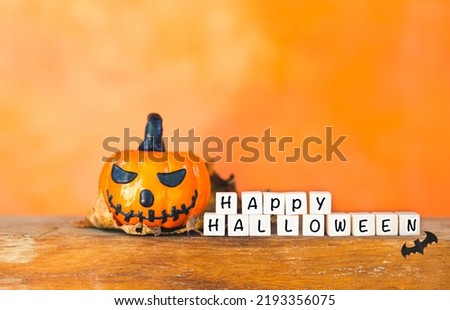 Happy Halloween card background idea, Halloween pumpkin with space on blurred background
