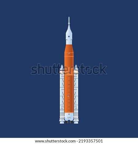 Artemis rocket vector illustration, 322 feet model SLS Block 1 Crew