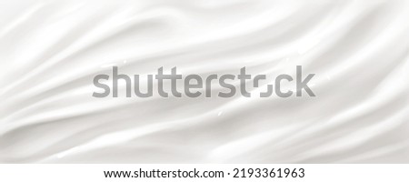 Abstract background of white cream, milk or yogurt surface. Texture of liquid dairy product splash, cosmetic mousse, sauce or smooth satin cloth drapery, Vector realistic 3d. 3D Illustration