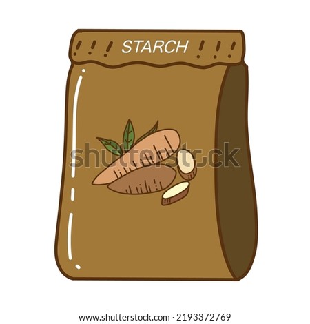 Hand drawn vector illustration of cassava starch isolated on white background. Royalty-Free Stock Photo #2193372769