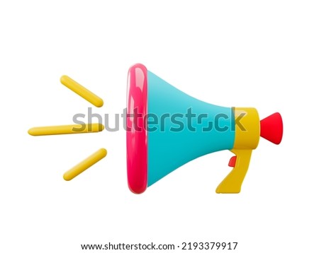 Megaphone speaker or loudspeaker bullhorn, vector realistic 3d mockup. Modern isolated . lifeguard alert and announcement speakerphone isolated on white background 3D rendering.Clipping path.