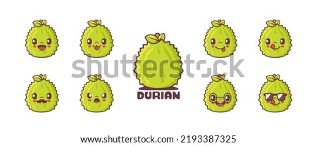 Durian cartoon. fruit vector illustration. icon, emoticons, cartoons. isolated on a white background
