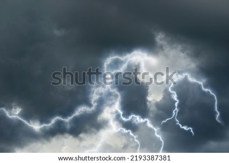 rain clouds with lightening overcast sky