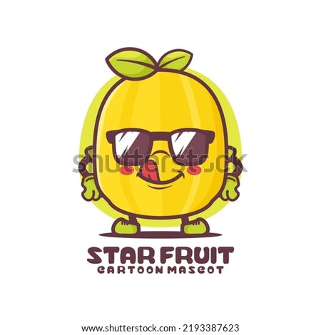 Star fruit cartoon mascot. fruit vector illustration. isolated on a white background