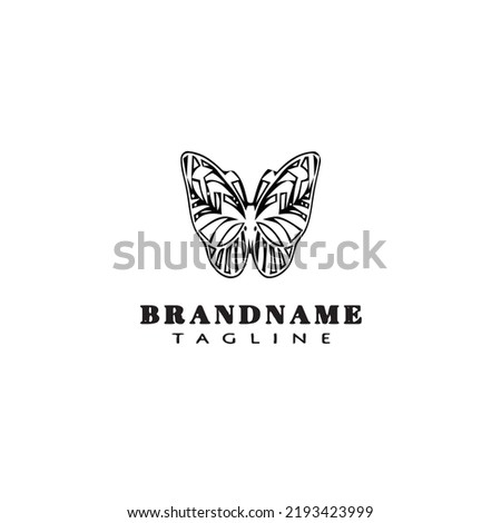 butterfly logo cartoon icon design template black modern classic vector illustration