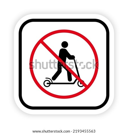 Man on Kick Scooter Ban Black Silhouette Icon. Forbidden Person on Trotinette Pictogram. Male Push Wheel Stop Symbol. Caution No Allowed Entry with Handle Transport Sign. Isolated Vector
